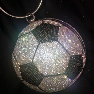 Bedazzled Black And Silver Soccer Ball Purse